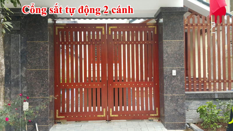 Cổng sắt tự động 2 cánh