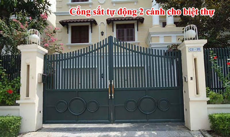 Cổng sắt tự động 2 cánh