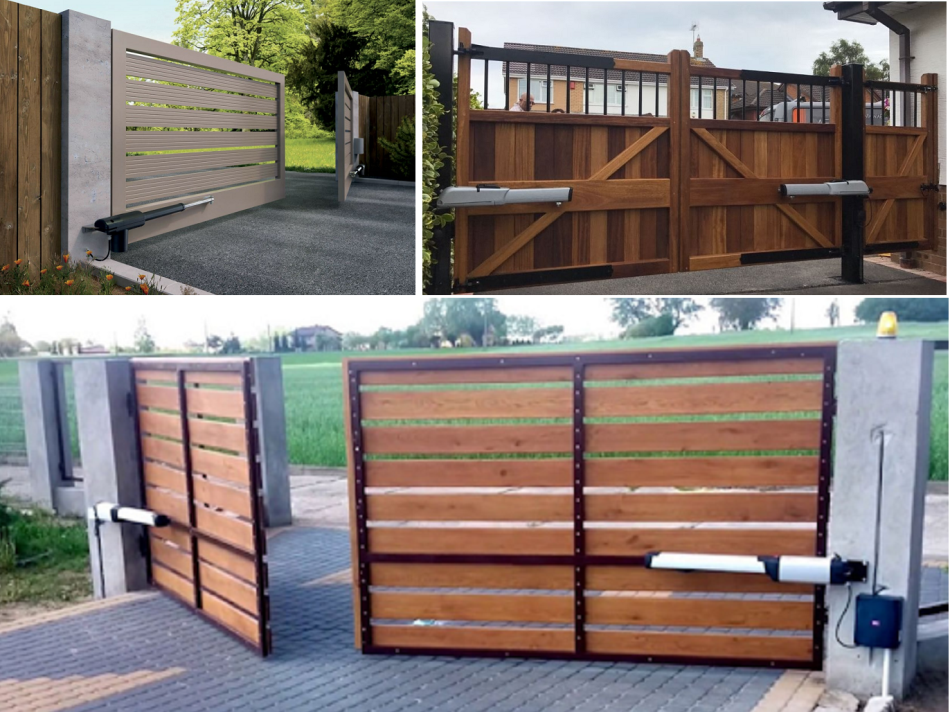cổng gỗ tự động cánh tay đòn FAAC - motorcong24h.com